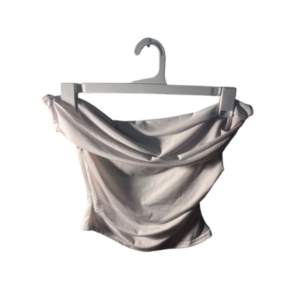 SHEIN White Off-the-Shoulder Draped Blouse Size M Y2K Coquette